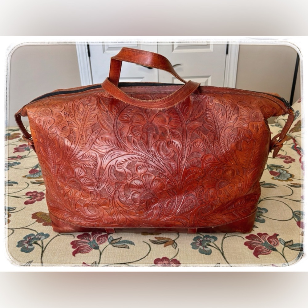 Vintage Tooled Leather Weekener/Satchel